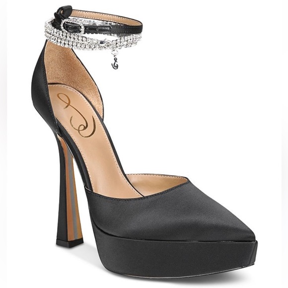 Sam Edelman Andie Platform Heel in Black Satin - Size 10 - N185-8 - Picture 2 of 8